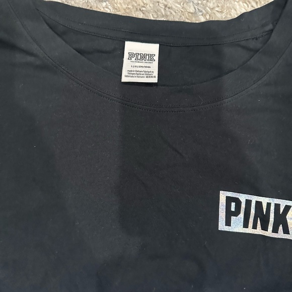 PINK Victoria's Secret Pink Bling Long Sleeve Black and White Tee - Picture 7 of 8